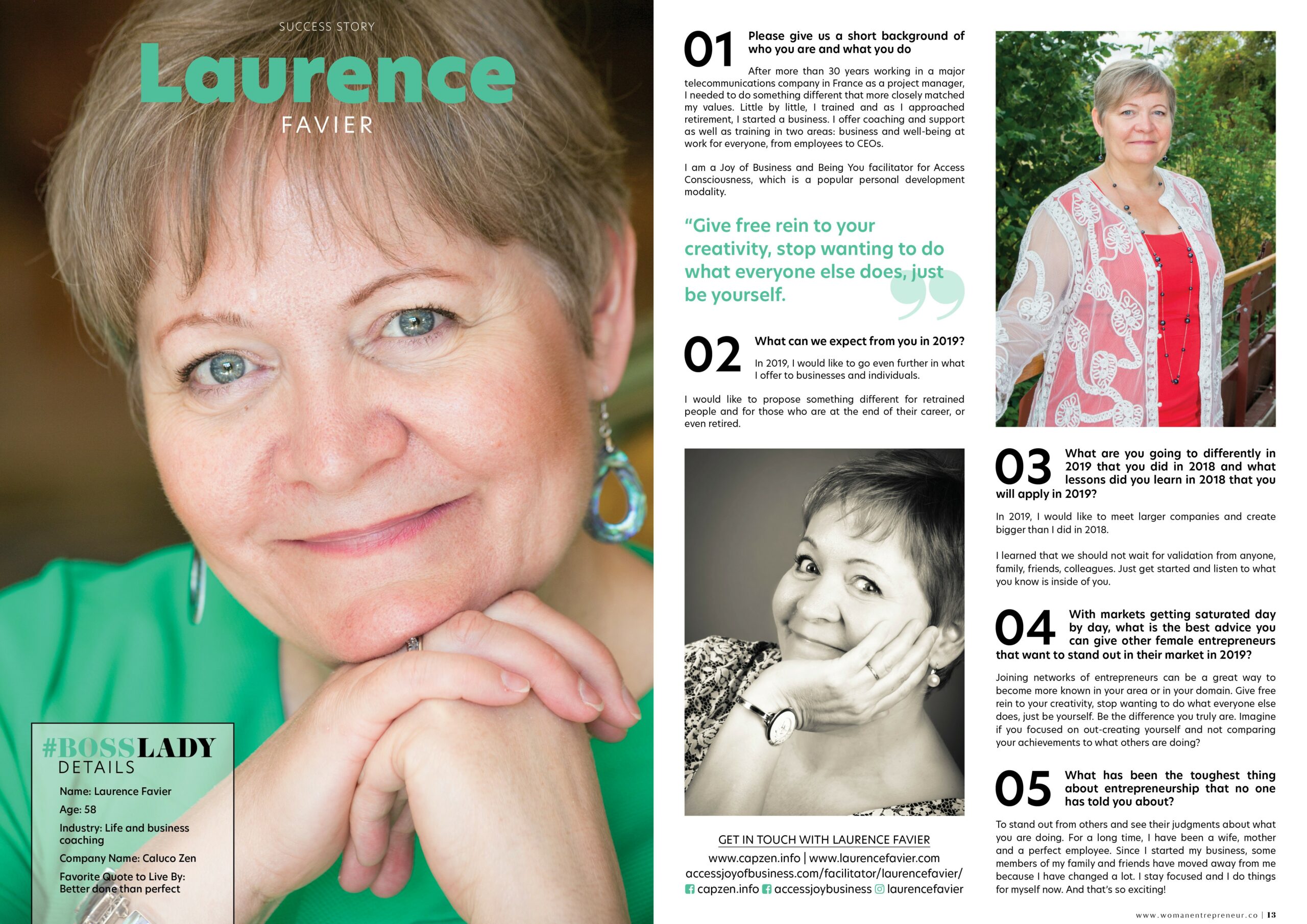 Laurence Favier dans Women Entrepreneur Magazine